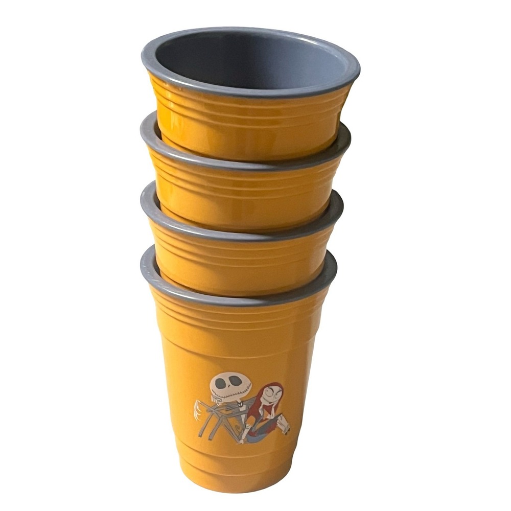 Disney Nightmare Before Christmas Jack Sally Reusable Plastic Cups Yellow 4pk